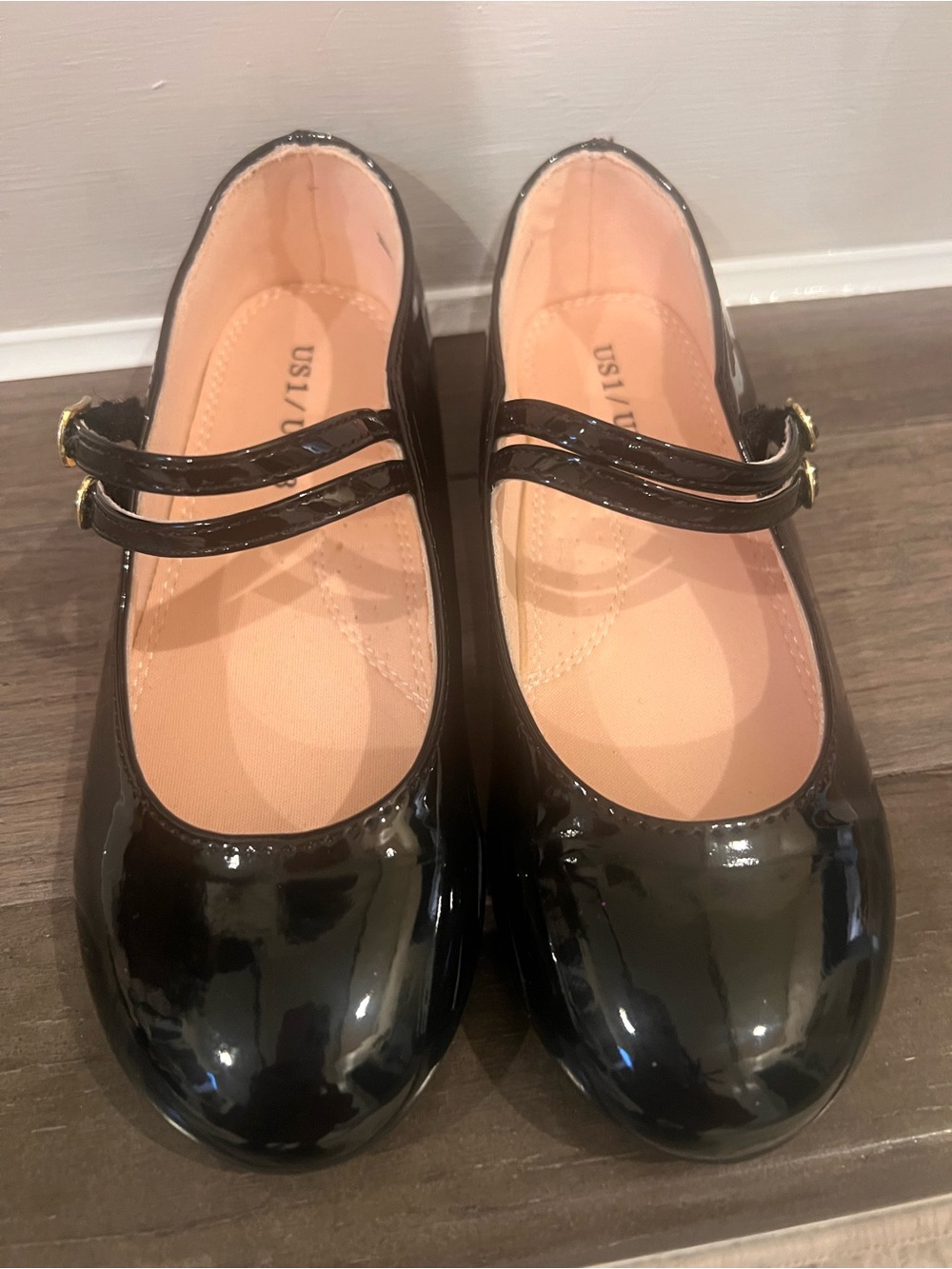 Amazon Girls Black Patent Double-Strap Mary Jane Shoes